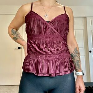 Gorgeous Burgundy Maroon Zara Silky SatinTank Blouse Size S